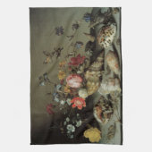 Blume, Muscheln und Insekten Balthasar van der Ast Geschirrtuch (Vertikal)