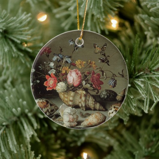 Blume, Muscheln und Insekten Balthasar van der Ast Keramik Ornament (Baum)
