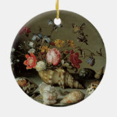 Blume, Muscheln und Insekten Balthasar van der Ast Keramik Ornament (Hinten)