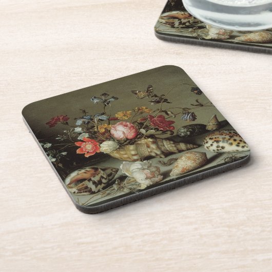 Blume, Muscheln und Insekten Balthasar van der Ast Untersetzer (Linke Seite)