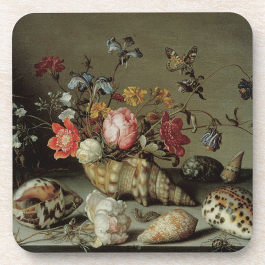 Blume, Muscheln und Insekten Balthasar van der Ast Untersetzer (Vorderseite)