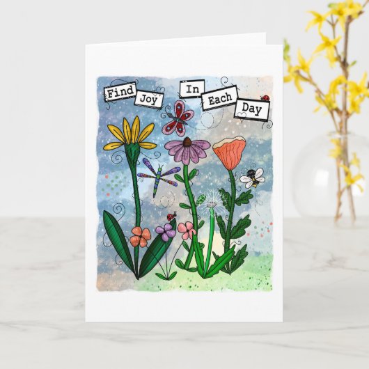 Blume, Musical Notes und Joy Artwork Karte (Gelbe Blume)