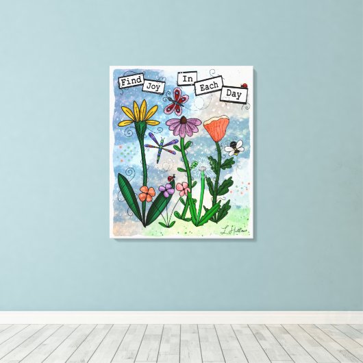 Blume, Musical Notes und Joy Artwork Leinwanddruck (Insitu (Holzboden))