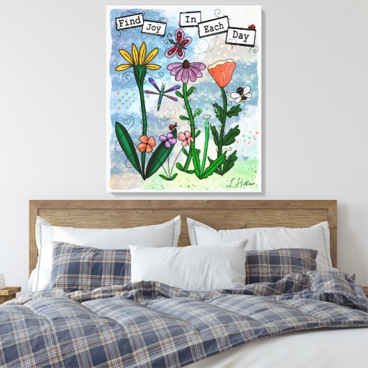 Blume, Musical Notes und Joy Artwork Leinwanddruck (Insitu (Schlafzimmer))