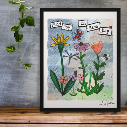 Blume, Musical Notes und Joy Artwork Poster