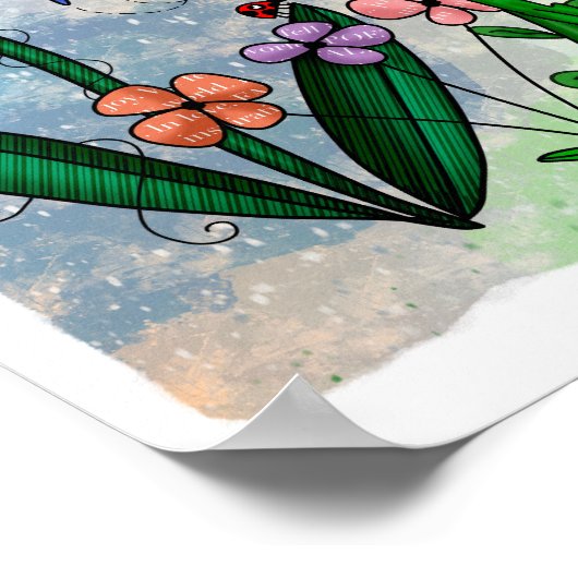 Blume, Musical Notes und Joy Artwork Poster (Ecke)