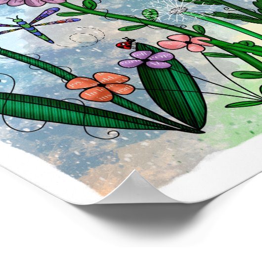 Blume, Musical Notes und Joy Artwork Poster (Ecke)