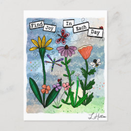 Blume, Musical Notes und Joy Artwork Postkarte