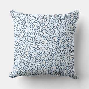 Blume Muster 080821 - Indigo Blau und Weiß Kissen