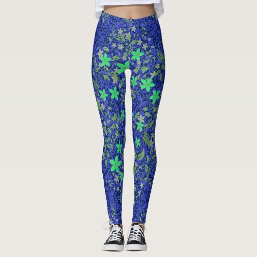 Blume Muster 08.b blauer BG Leggings (Vorderseite)