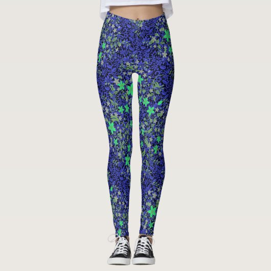 Blume Muster 08.b Schwarze BG Leggings (Vorderseite)