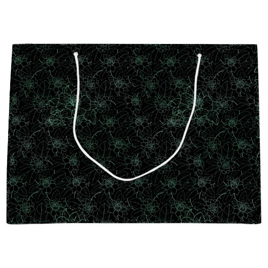 Blume Muster 2 Töne 02.b.Schwarze BG Große Geschenktüte (Vorderseite)