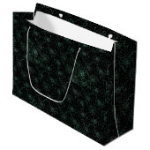 Blume Muster 2 Töne 02.b.Schwarze BG Große Geschenktüte (Vorderseite Schrägansicht)