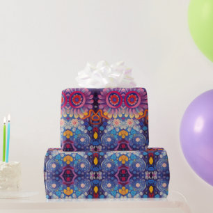 Blume Muster 3 Entsprechende Valentine Sonnige Blu Geschenkpapier