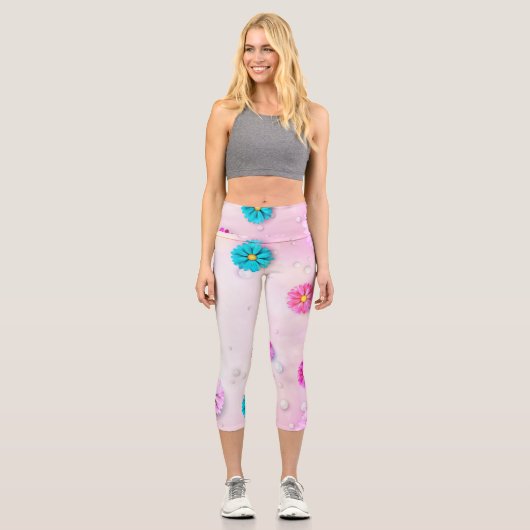 Blume Muster 7 Capri Leggings (Vorderseite)