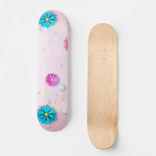 Blume Muster 7 Skateboard (Vorderseite)
