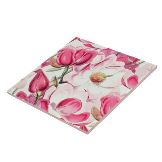 Blume Muster Aquarellfarbe Rosa Fliese (Seite)