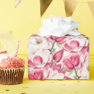 Blume Muster Aquarellfarbe Rosa Geschenkpapier