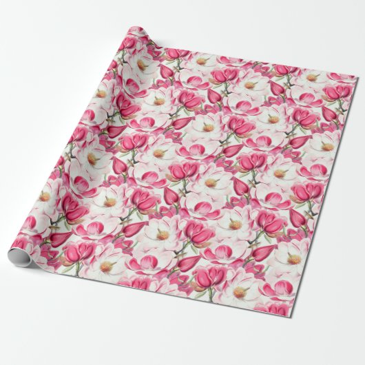 Blume Muster Aquarellfarbe Rosa Geschenkpapier (Ungerollt)