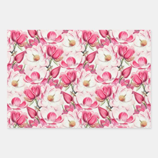 Blume Muster Aquarellfarbe Rosa Geschenkpapier Set (Vorderseite 2)
