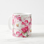 Blume Muster Aquarellfarbe Rosa Kaffeetasse (Vorderseite Links)