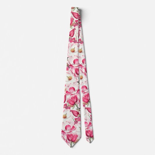 Blume Muster Aquarellfarbe Rosa Krawatte (Vorderseite)