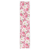Blume Muster Aquarellfarbe Rosa Kurzer Tischläufer (Vorderseite)