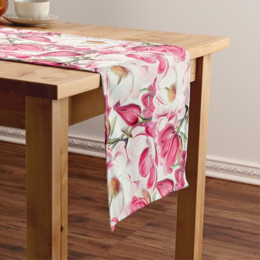 Blume Muster Aquarellfarbe Rosa Kurzer Tischläufer (Beispiel)