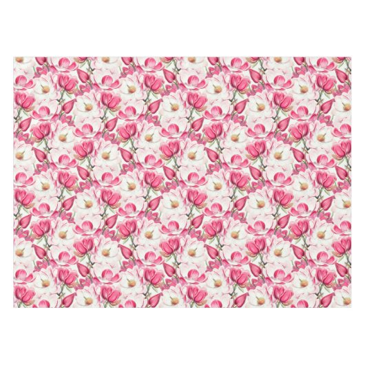 Blume Muster Aquarellfarbe Rosa Tischdecke (Vorderseite (Horizontal))