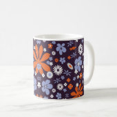 Blume Muster Blau Kaffeetasse (VorderseiteRechts)
