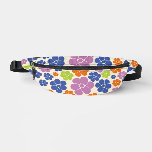 Blume Muster - Blau, orange, Lila, grün Bauchtasche (Vorderseite)