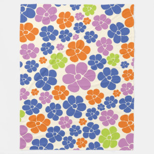 Blume Muster - Blau, orange, Lila, grün Fleecedecke