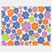 Blume Muster - Blau, orange, Lila, grün Fleecedecke (Vorderseite (Horizontal))