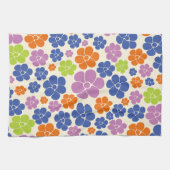 Blume Muster - Blau, orange, Lila, grün Geschirrtuch (Horizontal)