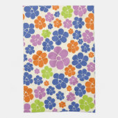 Blume Muster - Blau, orange, Lila, grün Geschirrtuch (Vertikal)