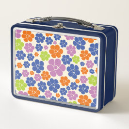 Blume Muster - Blau, orange, Lila, grün Metall Brotdose