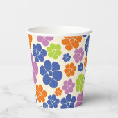Blume Muster - Blau, orange, Lila, grün Pappbecher (Rückseite)