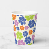 Blume Muster - Blau, orange, Lila, grün Pappbecher (Rechts)
