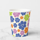Blume Muster - Blau, orange, Lila, grün Pappbecher (Vorderseite)