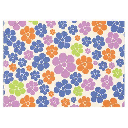 Blume Muster - Blau, orange, Lila, grün Tischdecke (Vorderseite (Horizontal))