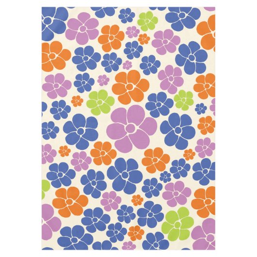 Blume Muster - Blau, orange, Lila, grün Tischdecke (Vorderseite)