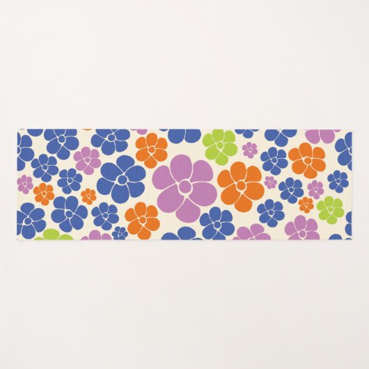 Blume Muster - Blau, orange, Lila, grün Yogamatte (Vorderseite (Horizontal))