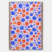 Blume Muster - Blues mit Rot, Gelb und Weiß Decke (Vorderseite Vertikal)