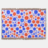 Blume Muster - Blues mit Rot, Gelb und Weiß Decke (Vorderseite)