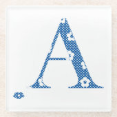 Blume Muster Buchstabe A (blau) Glasuntersetzer (Vorderseite)
