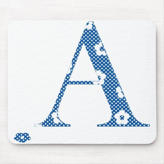 Blume Muster Buchstabe A (blau) Mousepad (Vorne)