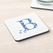 Blume Muster Buchstabe B (blau) Getränkeuntersetzer (Linke Seite)