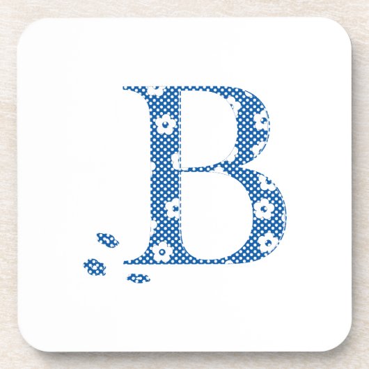 Blume Muster Buchstabe B (blau) Getränkeuntersetzer (Vorderseite)