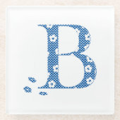 Blume Muster Buchstabe B (blau) Glasuntersetzer (Vorderseite)