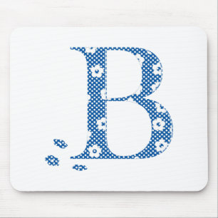 Blume Muster Buchstabe B (blau) Mousepad